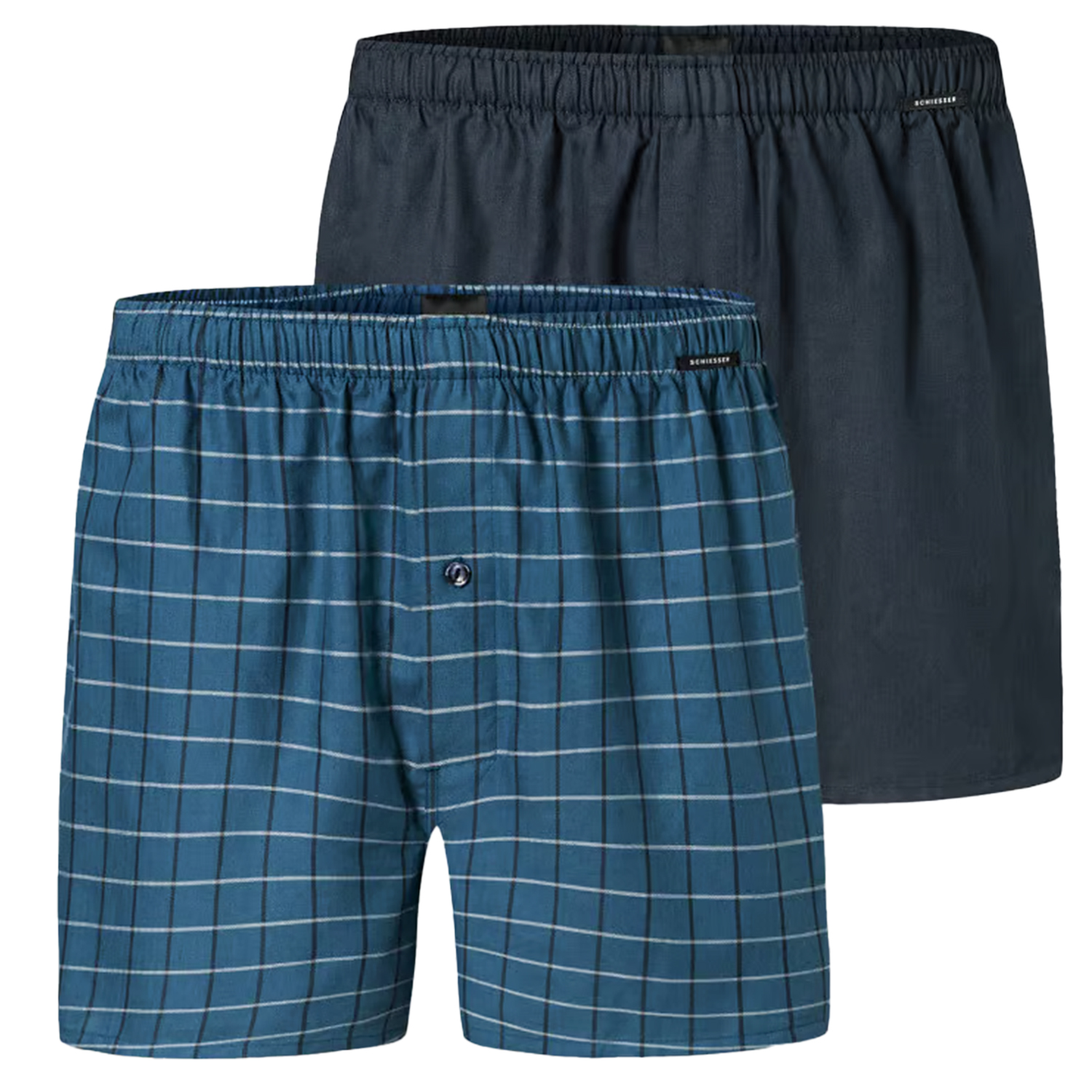 Schiesser 2 Pack heren wijde boxershort katoen woven Losse blauwe 100% katoenen boxershorts